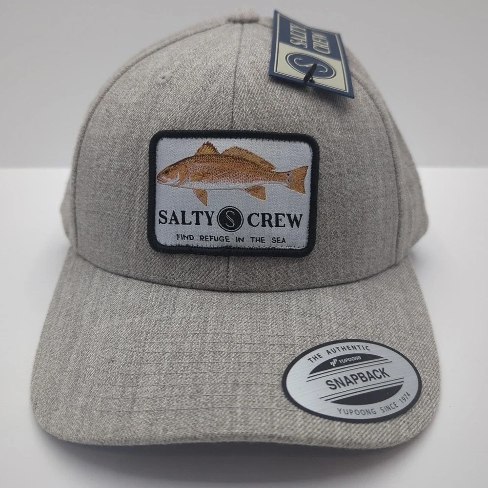 Salty‎ Crew Redfish Snapback Hat Grey Yupoong Classics Fishing Cap New